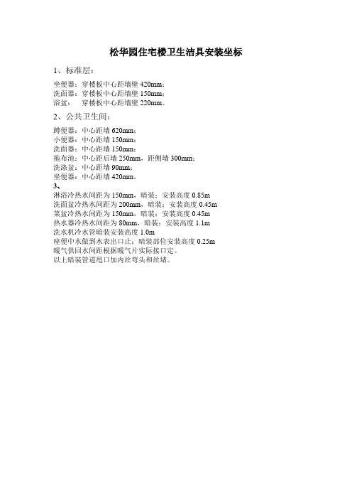 卫生洁具安装标高坐标287