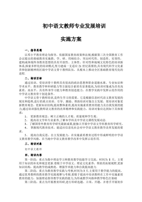 初中语文教师专业发展培训方案