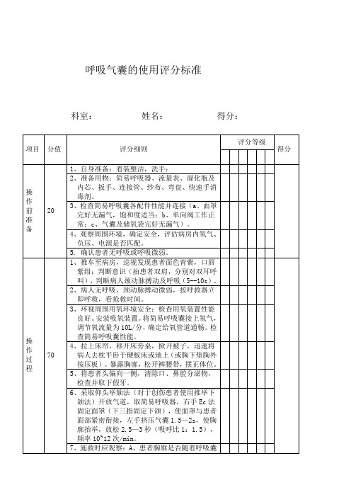 呼吸气囊的使用评分标准.docx2