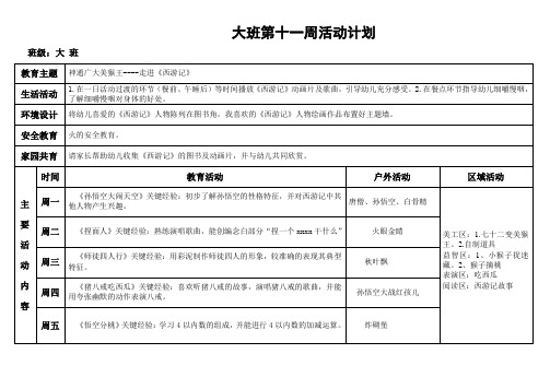 大班第十一周计划