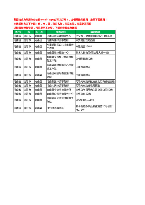 2020新版河南省信阳市光山县律师工商企业公司商家名录名单黄页联系电话号码地址大全13家