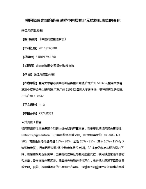 视网膜感光细胞退变过程中内层神经元结构和功能的变化