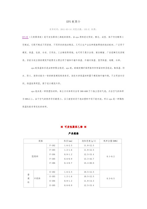 EPS聚苯乙烯保温板资料全