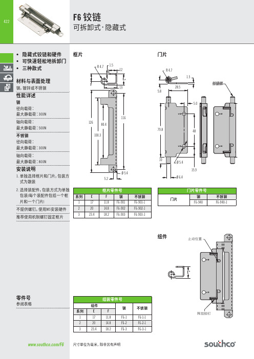 南科 F6 铰链说明书