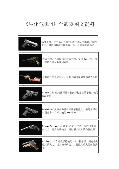 《生化危机4》全武器图文资料