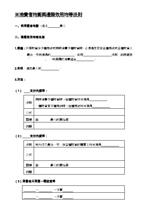 消费者均衡与边际效用均等法则