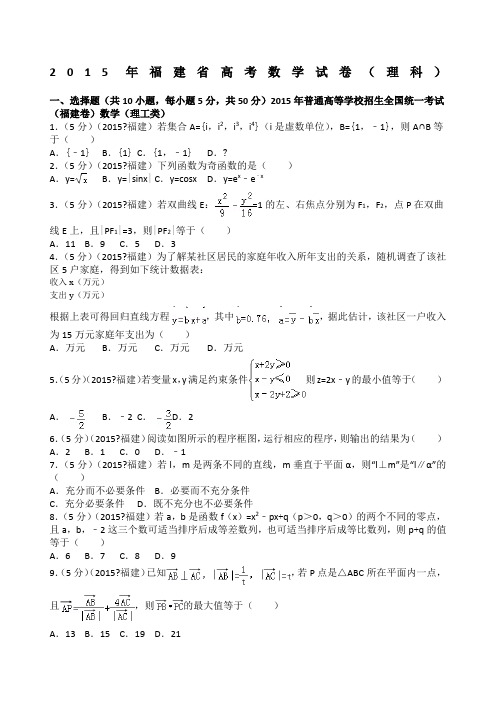 福建省高考数学试卷理科