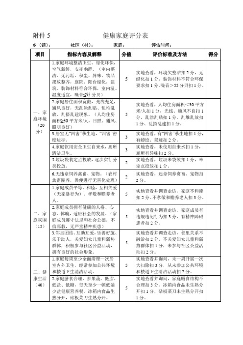 健康家庭评分表 (1)