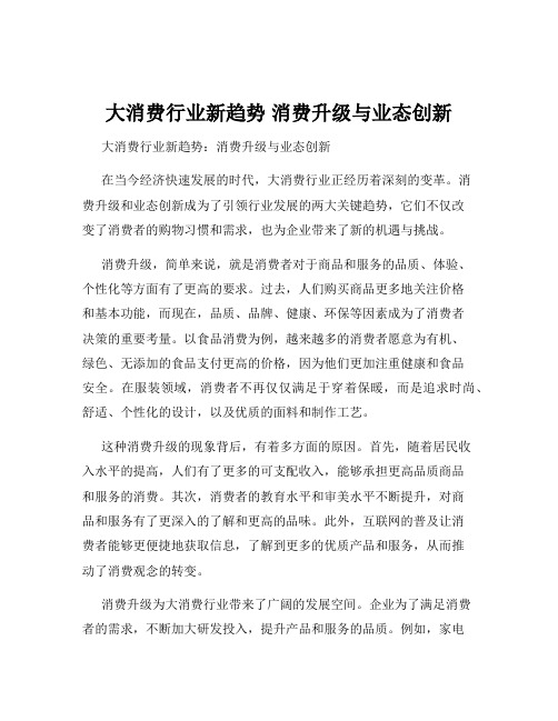 大消费行业新趋势 消费升级与业态创新