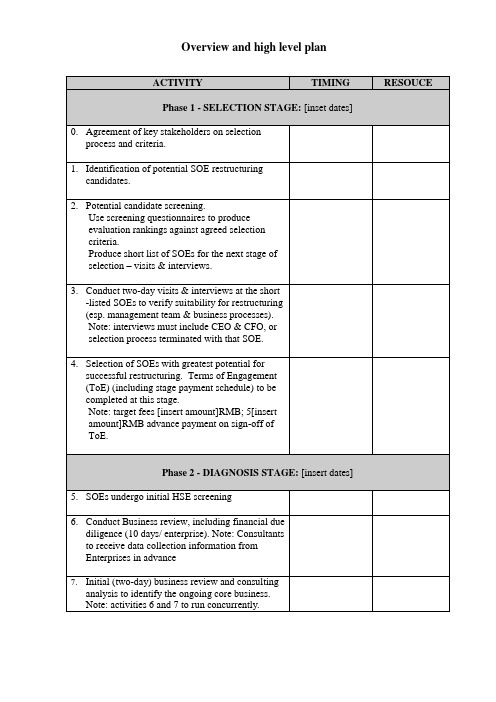 PWC中国企业改造工具库—1high level plan