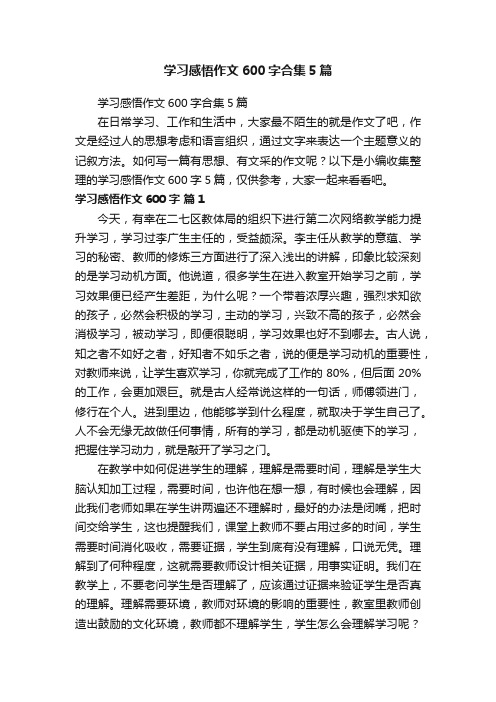 学习感悟作文600字合集5篇