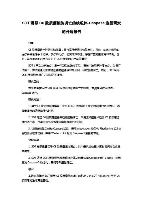 SDT诱导C6胶质瘤细胞凋亡的线粒体-Caspase途径研究的开题报告