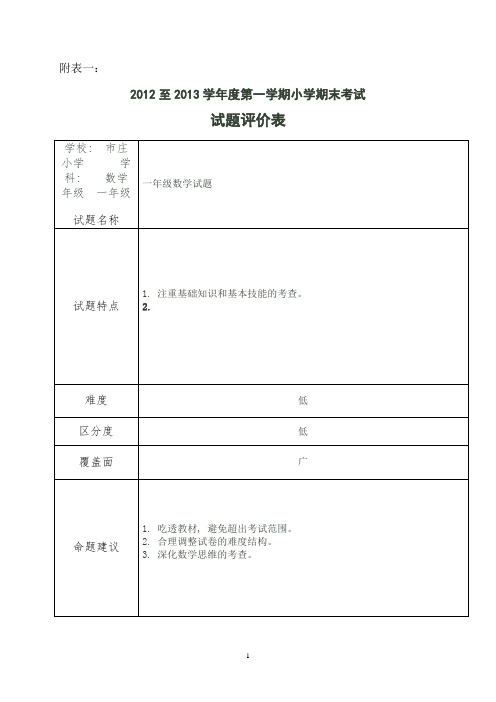 三年级数学试卷分析及试题评价表