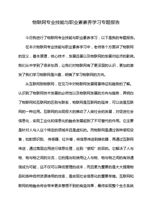 物联网专业技能与职业素素养学习专题报告