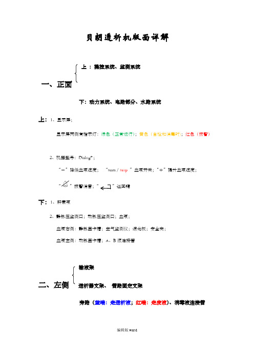 贝朗透析机版面详解