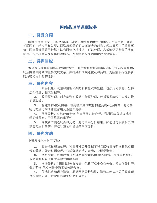 网络药理学课题标书