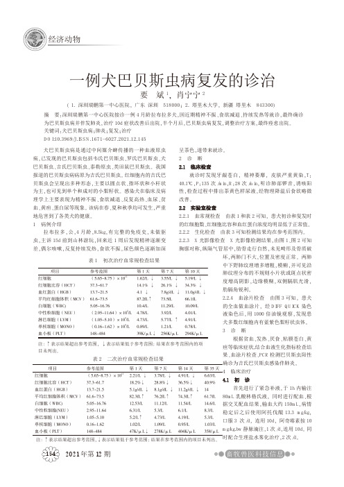 一例犬巴贝斯虫病复发的诊治