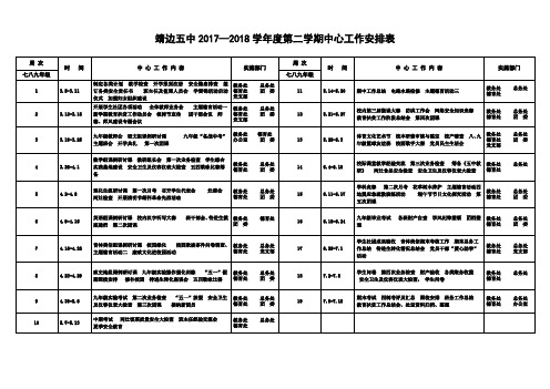 靖边五中2017—2018学年度第二学期中心工作安排表