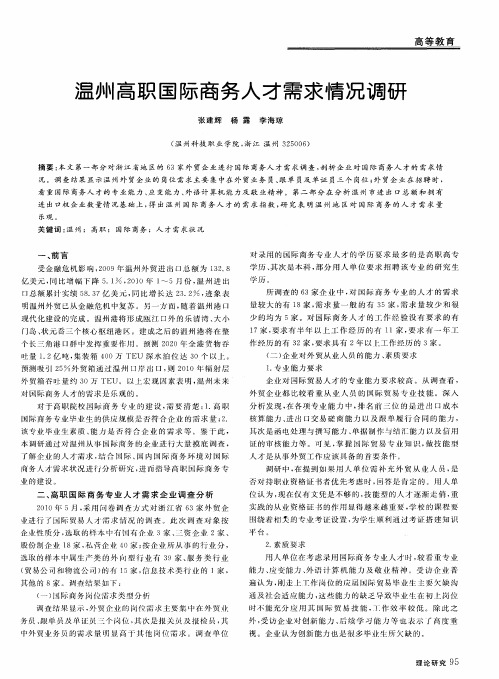 温州高职国际商务人才需求情况调研