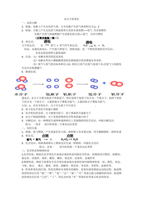 水分子的变化知识点