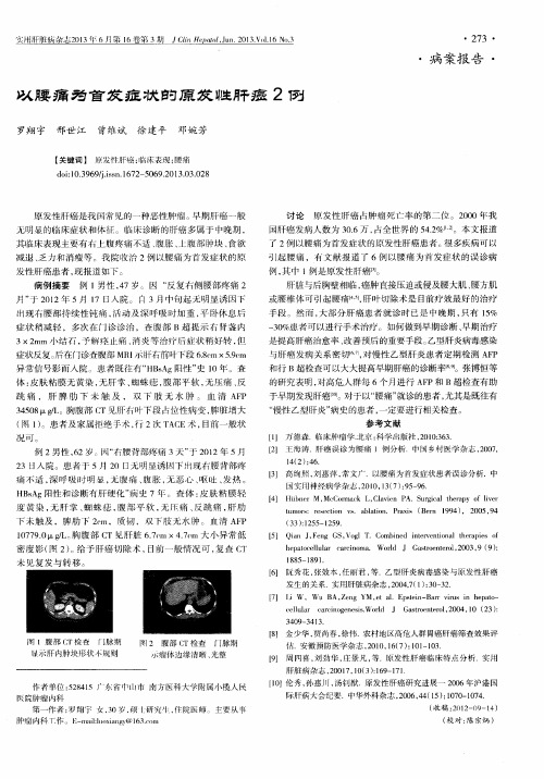 以腰痛为首发症状的原发性肝癌2例