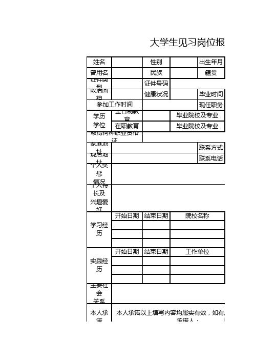 大学生见习岗位报名表1