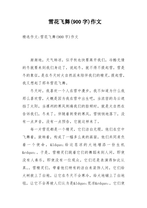 雪花飞舞(900字)作文