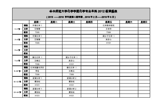 2015-2016第二学期课程表