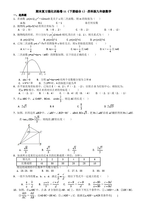 下册 期末复习强化训练卷11(综合1)-2020-2021学年苏科版九年级数学上学期(机构)