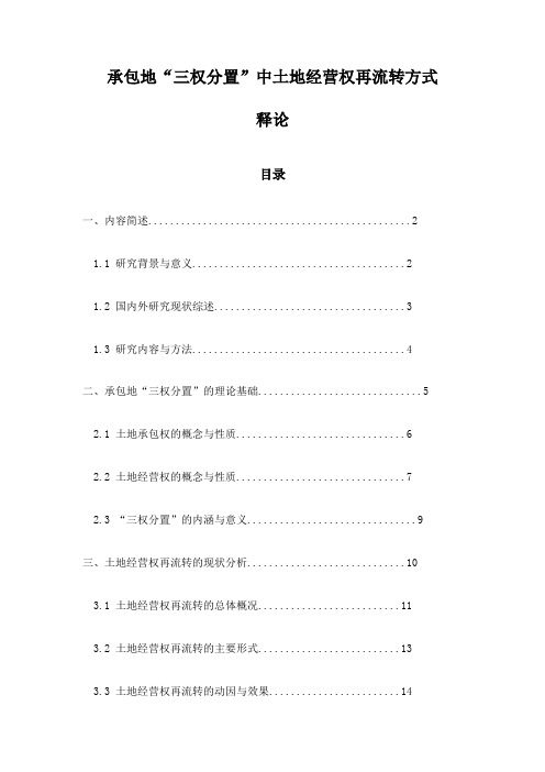 承包地“三权分置”中土地经营权再流转方式释论