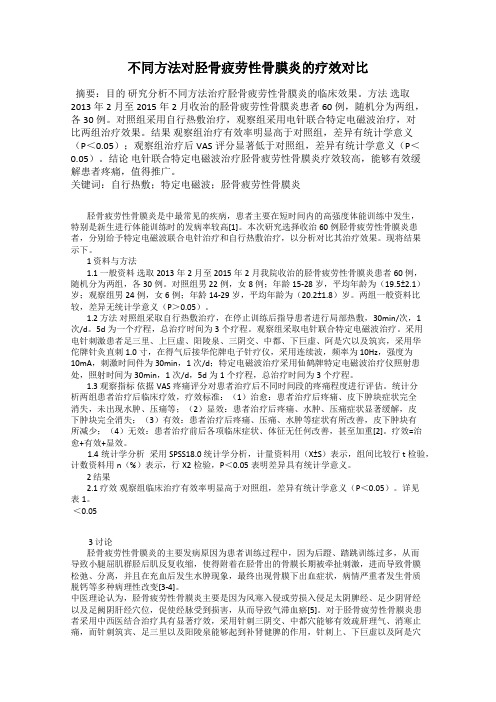 不同方法对胫骨疲劳性骨膜炎的疗效对比