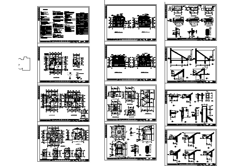 玉环县某地三层砖混结构别墅建筑设计施工图纸