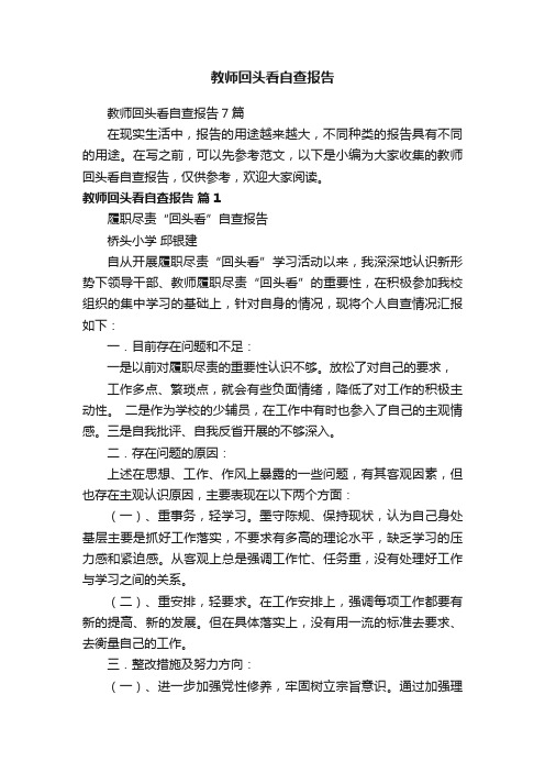 教师回头看自查报告