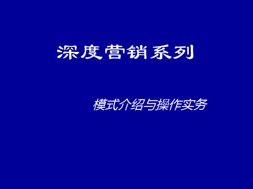 深度营销导入流程与操作实务