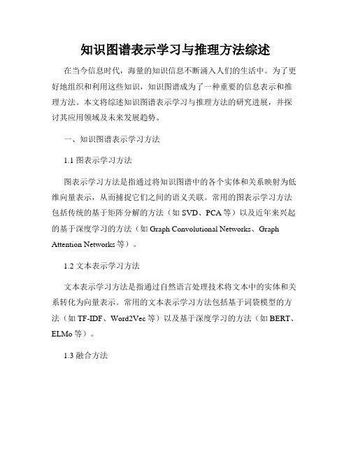 知识图谱表示学习与推理方法综述