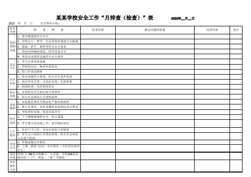 校园安全隐患月排查表格