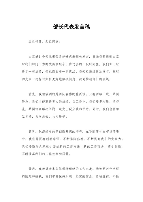 部长代表发言稿