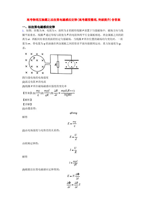 高考物理压轴题之法拉第电磁感应定律(高考题型整理,突破提升)含答案