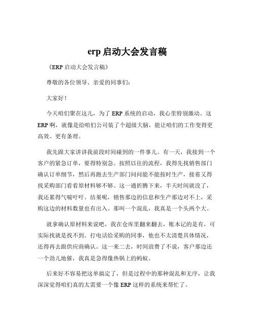 erp启动大会发言稿