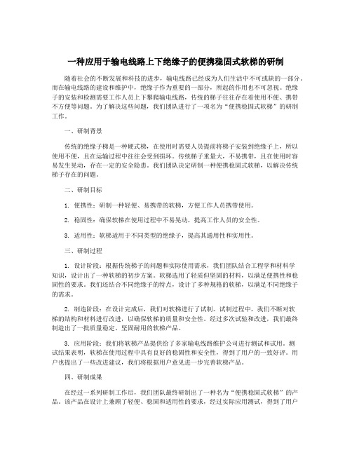 一种应用于输电线路上下绝缘子的便携稳固式软梯的研制