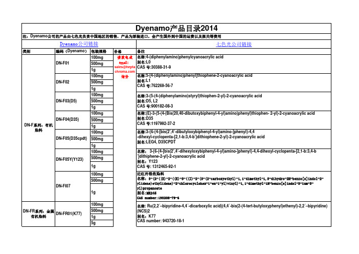 Dyenamo产品目录2014