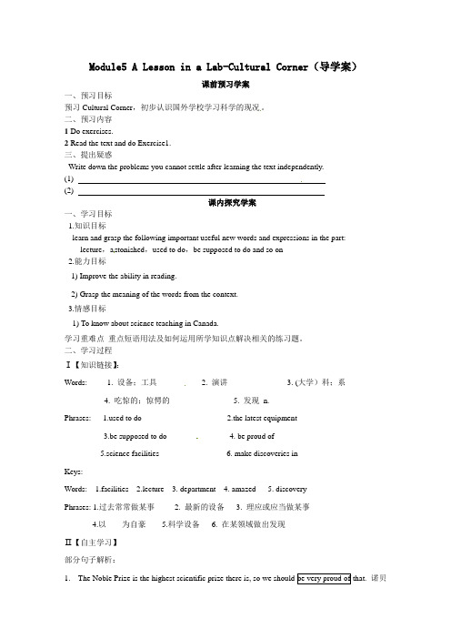 必修一Module5 Corner学案