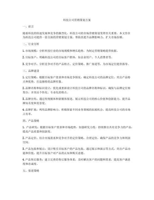 科技公司营销策划方案