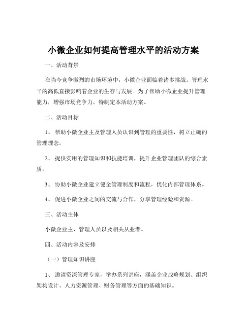 小微企业如何提高管理水平的活动方案