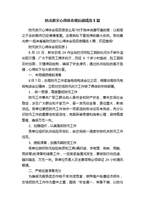 防汛救灾心得体会观后感精选5篇