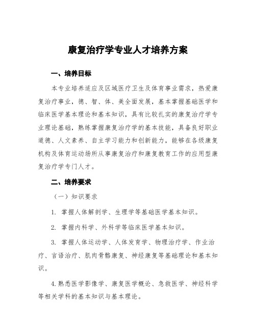 康复治疗学专业人才培养方案