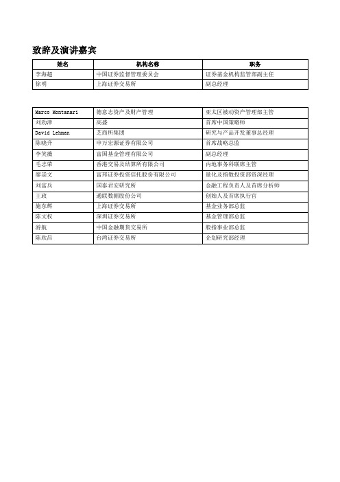 致辞及演讲嘉宾