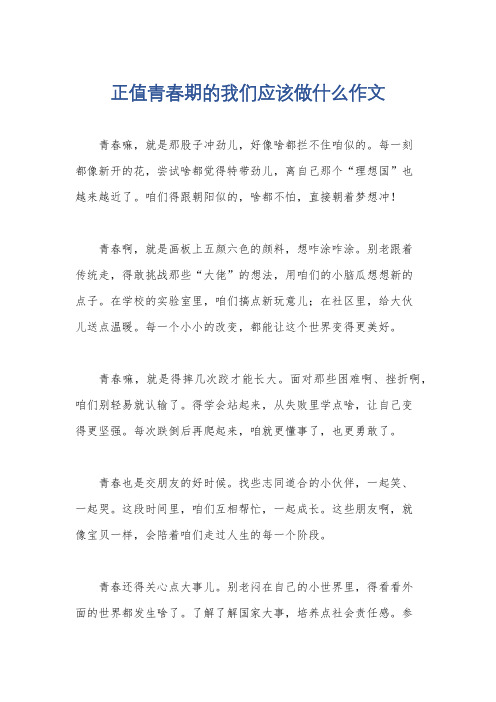 正值青春期的我们应该做什么作文