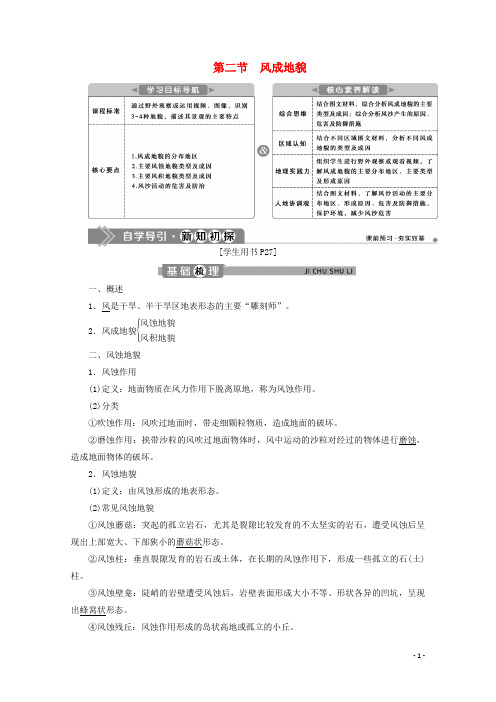 2019-2020学年新教材高中地理 第二章 地球表面形态 2.2 风成地貌学案 湘教版必修第一册