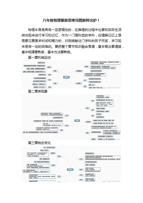 八年级物理最新思维导图新鲜出炉！